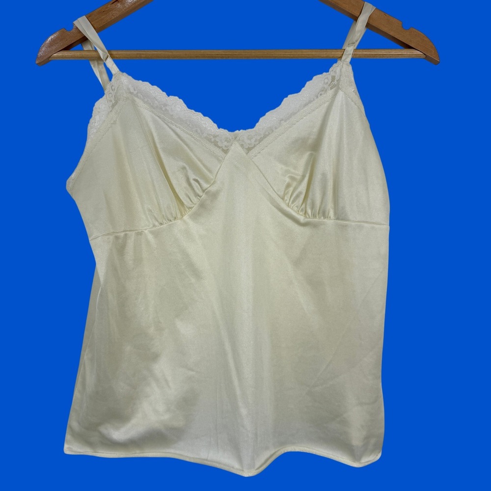 Vintage Dreamtime Camisole Slip Top Womens Size 36 Medium Cream Lace Coquette